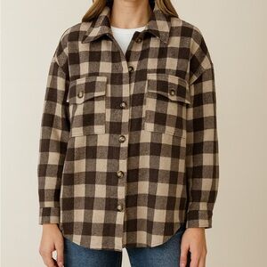 Plaid Shacket, S, NWT